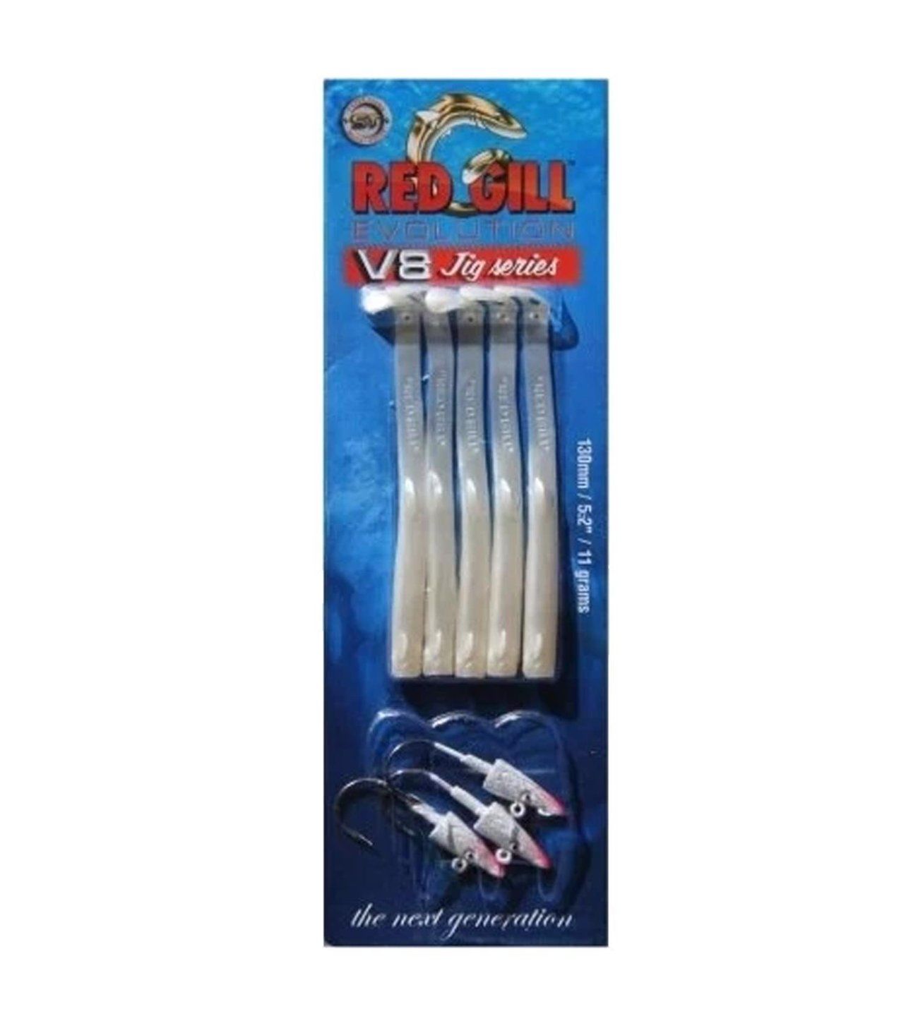 Redgill V8 Jig Series 5.2'' (13 Cm) 11 Gram Silver Pearl Silikon Yem